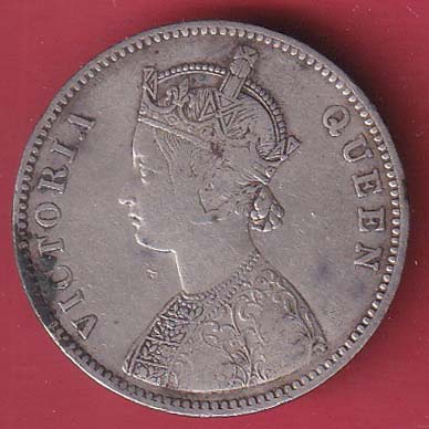 BRITISH INDIA “0/6 DOTS ” 1862 VICTORIA QUEEN ONE RUPEE SILVER COIN-FC8512 - Image 2