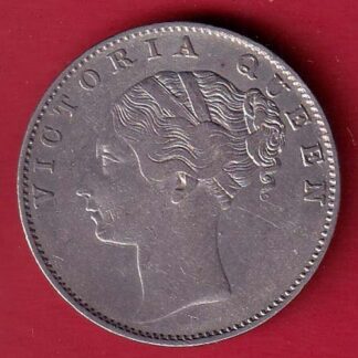 EAST INDIA COMPANY 1840 CONTINIOUS LEGEND VICTORIA QUEEN 1 RUPEE SILVER COIN- FC8553