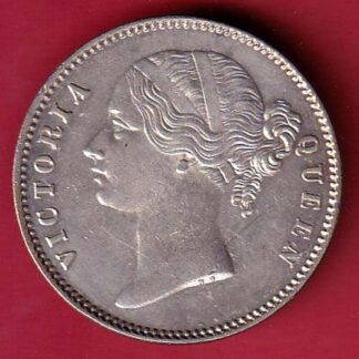 EAST INDIA COMPANY 1840 DIVIDED LEGENDVICTORIA QUEEN ONE RUPEE SILVER COIN  – FC8593