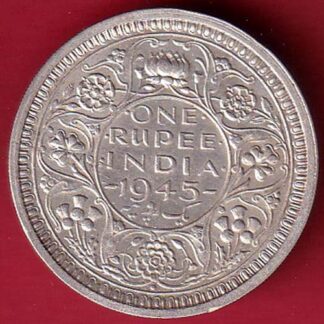 British India 1945 Bombay Mint George Vi One Rupee SILVER COIN - FC8606