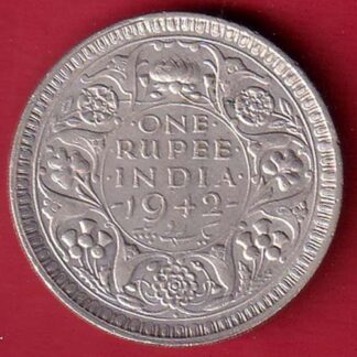 BRITISH INDIA 1942 BOMBAY MINT GEORGE VI ONE RUPEE BEAUTIFUL SILVER COIN – FC8623