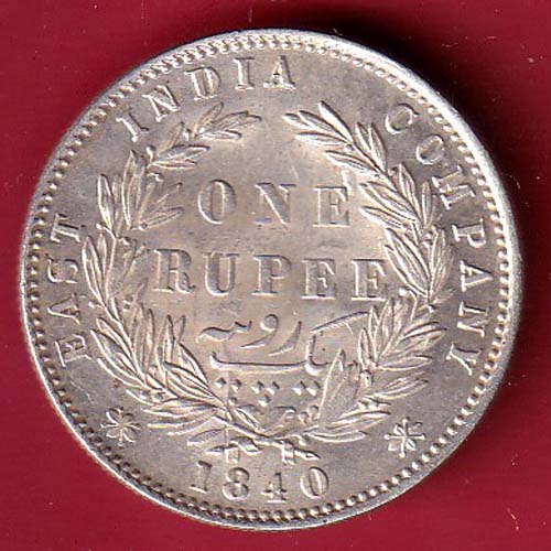 EAST INDIA COMPANY 1840 DIVIDED LEGENDVICTORIA QUEEN ONE RUPEE SILVER COIN – FC8632 - Image 2