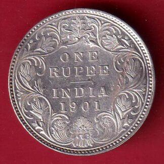 "UNC" British india 1901 victoria empress one rupee silver coin- FC8654