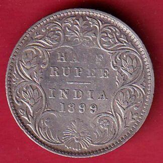 “UNC” British india 1899  victoria empress half rupee silver coin- FC8664