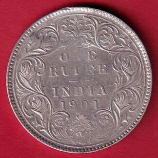 British india 1901 victoria empress one rupee silver coin-F9522
