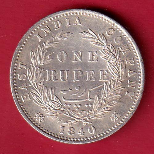 EAST INDIA COMPANY 1840 DIVIDED LEGENDVICTORIA QUEEN ONE RUPEE SILVER COIN :-F9527 - Image 2