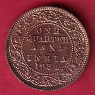 British India 1934 George V King Emperor one quarter ANNA CoiN -F9535
