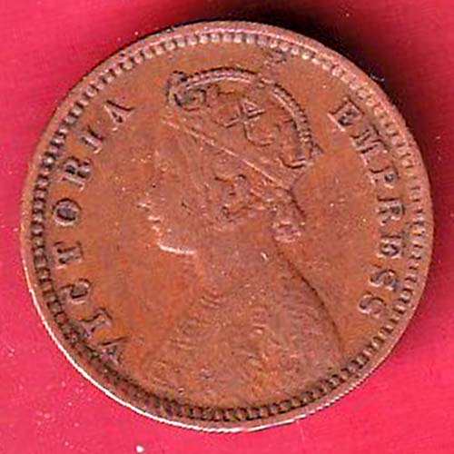BRITISH INDIA 1891 VICTORIA EMPRESS 1/12 ANNA RARE COPPER COIN-F9583 - Image 2