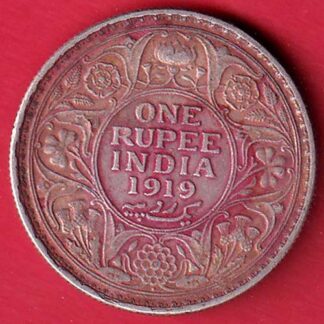 British India 1919 George V ONE RUPEE Silver coin– F9592