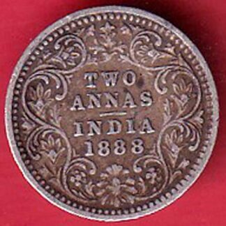 british india 1888 victoria empress two annas silver coin – F9598