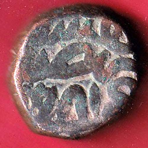 mughals akbar agra mint one dam copper coin– F9609 - Image 2