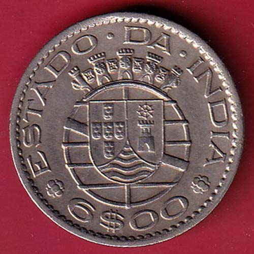 PORTUGUESE INDIA GOA 6 ESCUDO 1959 COIN– F9618 - Image 2