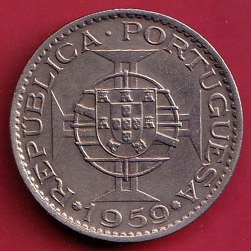 PORTUGUESE INDIA GOA 6 ESCUDO 1959 COIN– F9618
