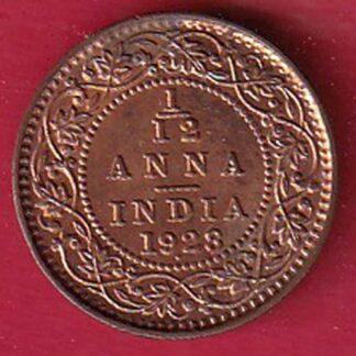 British India 1928 George v 1/12 anna copper coin-f9628