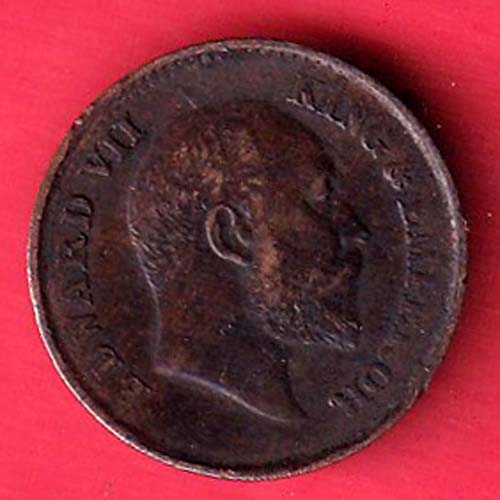 BRITISH INDIA 1908 EDWARD VII KING EMPEROR 1/2 pice SILVER COIN – F9637 - Image 2