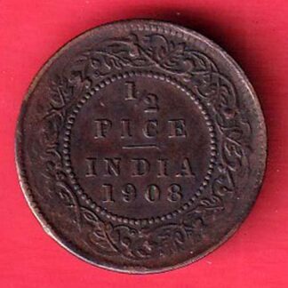 BRITISH INDIA 1908 EDWARD VII KING EMPEROR 1/2 pice SILVER COIN – F9637