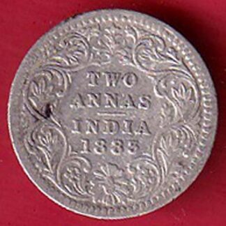 british india 1883 victoria empress two annas silver coin- FC8726