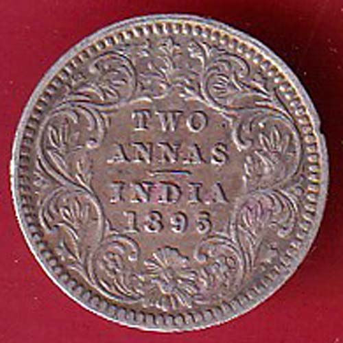 British india 1893 victoria empress two annas silver coin- FC8728