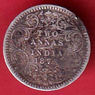 British india 1878  victoria empress two annas  silver coin- FC8730
