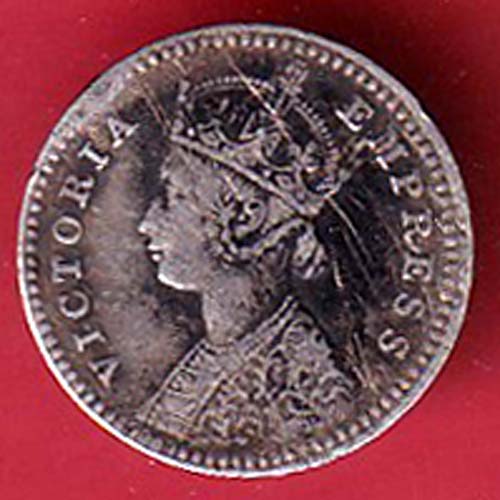 British india 1878 victoria empress two annas silver coin- FC8730 - Image 2