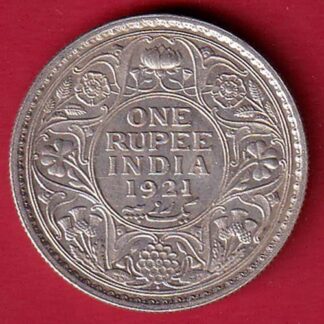 BRITISH INDIA 1921 GEORGE V BOMBAY MINT ONE RUPEE SILVER COIN– FC8734