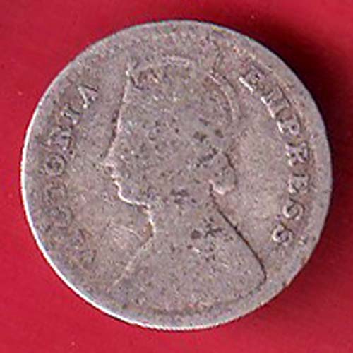 british india 1885 victoria empress two annas silver coin – FC8746 - Image 2
