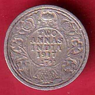 British India George v king 1917 two annas  rupee beautiful silver coin   - FC8760