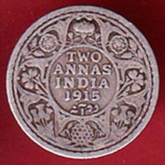 British India 1915 George v two annas silver coin  - FC8769
