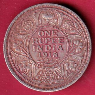 British India 1918 Bombay George v One Rupee silver coin– FC8806