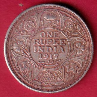 British India 1917 bombay mint  George v One Rupee silver coin– FC8809