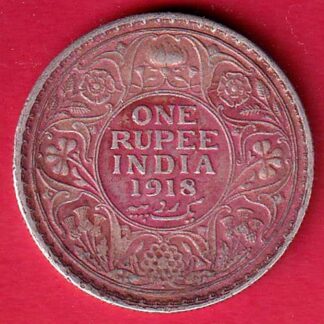 British India 1918 Bombay George v One Rupee silver coin– FC8810