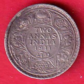 british india 1911 george v two annas beautiful silver coin – FC8815