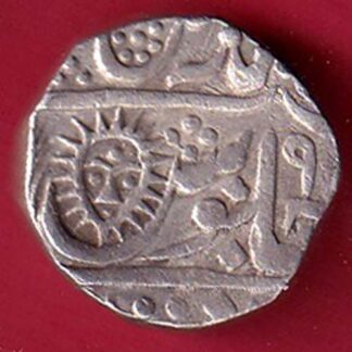 INDORE STATE SUN FACE INO SHAH ALAM II MALHAR RAO ONE RUPEE SILVER COIN– FC8820