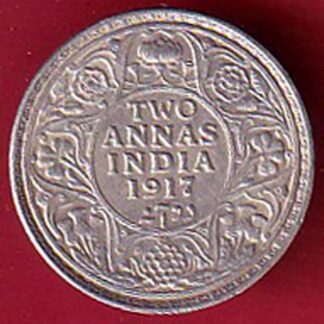 British India George v king 1917 two annas rupee beautiful silver coin – FC8834