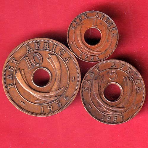 set: East Africa , 1956 Ten Cent, 1957 Five Cents, 1951 One Cent Coin- FC8863 - Image 2