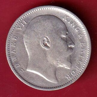 BRITISH INDIA 1909 EDWARD VII KING EMPEROR ONE RUPEE SILVER COIN - FC8878