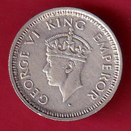 BRITISH INDIA 1944 BOMBAY MINT 1/4 RUPEE SILVER COIN- FC8891 - Image 2