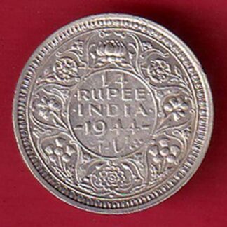 BRITISH INDIA 1944 BOMBAY MINT 1/4 RUPEE SILVER COIN- FC8891