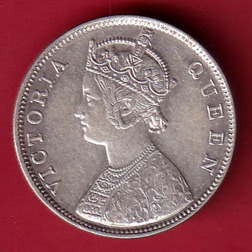 “1 DOT ON TOP” BRITISH INDIA 1862 VICTORIA QUEEN ONE RUPEE SILVER COIN- FC8893 - Image 2