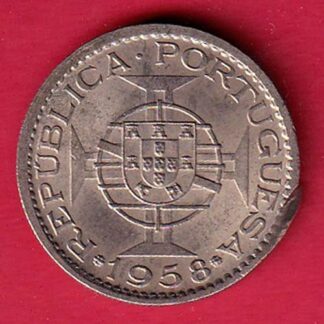 PORTUGUESE INDIA GOA 3 ESCUDO 1958 RARE COIN–FC8910