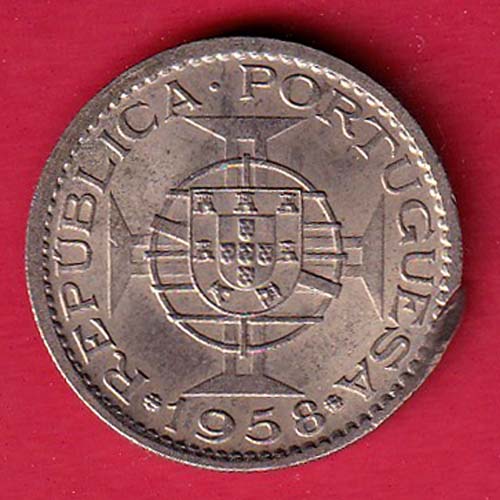 PORTUGUESE INDIA GOA 3 ESCUDO 1958 RARE COIN–FC8910