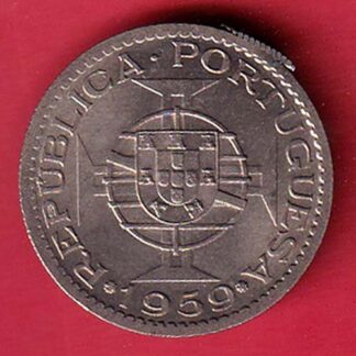 PORTUGUESE INDIA GOA 3 ESCUDO 1959 RARE COIN–FC8914