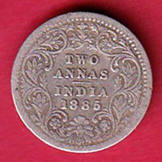 british india 1885 victoria empress two annas silver coin –FC8916