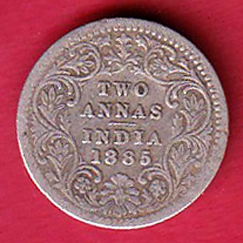 british india 1885 victoria empress two annas silver coin –FC8916