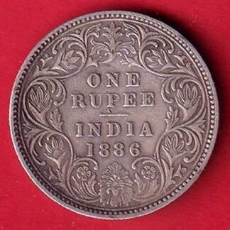 British india 1886 victoria empress one rupee silver coin–OO5776