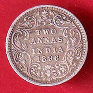 british india 1896 VICTORIA EMPRESS TWO ANNAS SILVER COIN– F9728