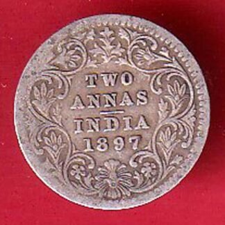 british india 1897 VICTORIA EMPRESS TWO ANNAS SILVER COIN– F9729
