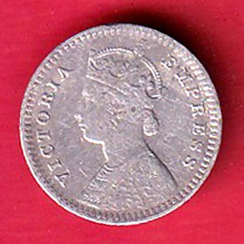 british india 1897 VICTORIA EMPRESS TWO ANNAS SILVER COIN- F9764 - Image 2