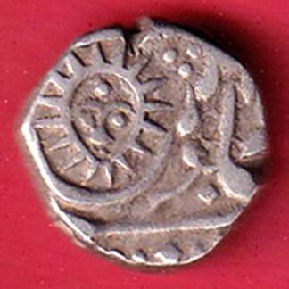 INDORE STATE SUN FACE INO SHAH ALAM II MALHAR RAO HALF RUPEE SILVER– f9787