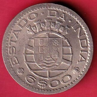 PORTUGUESE INDIA GOA 6 ESCUDO 1959 COIN - F9827